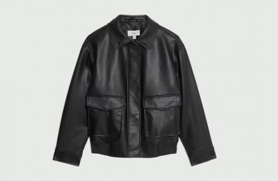 Faux leather μαύρο σακάκι από Marks & Spencer